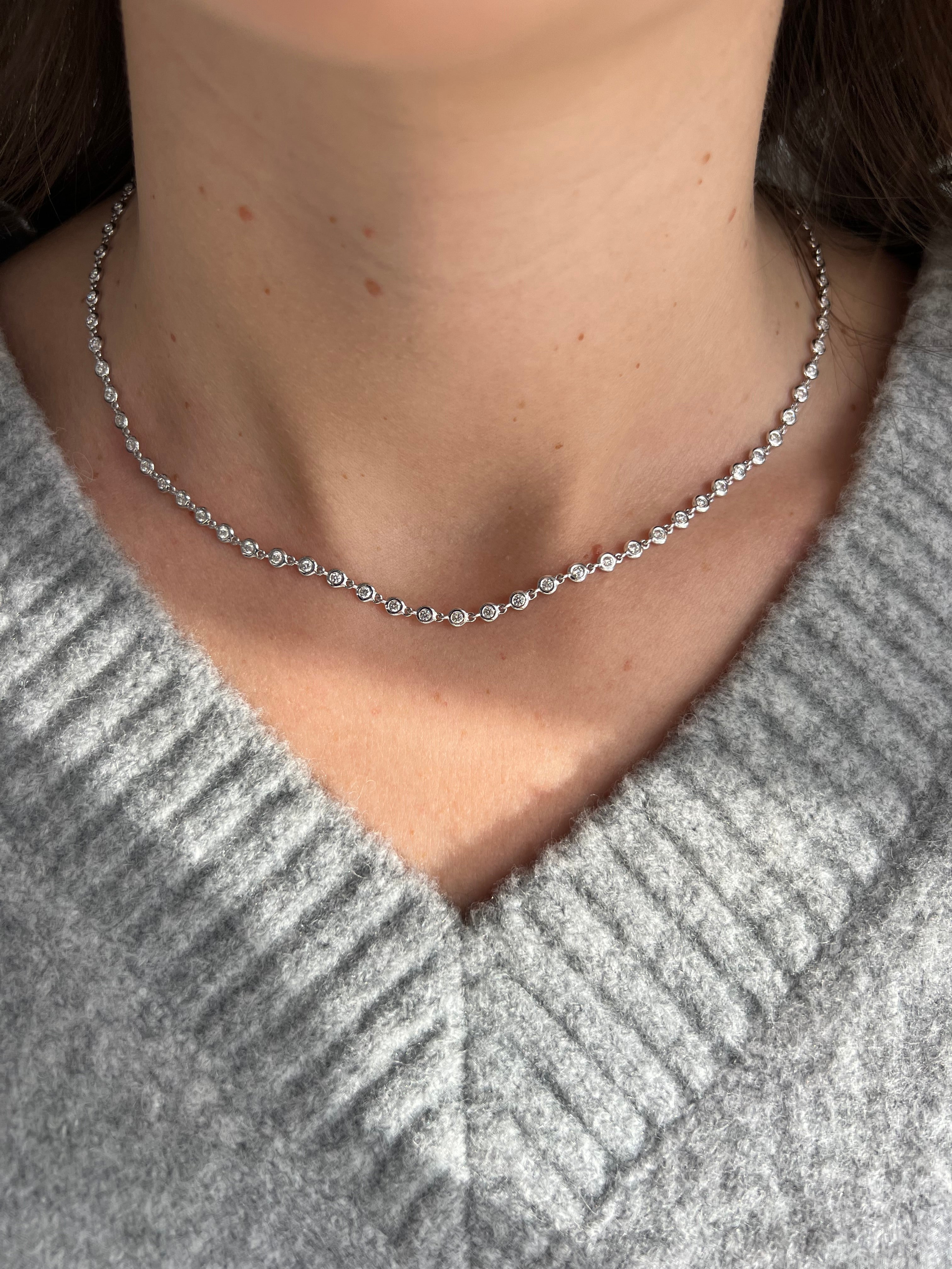 Bezel Set Diamond Necklace