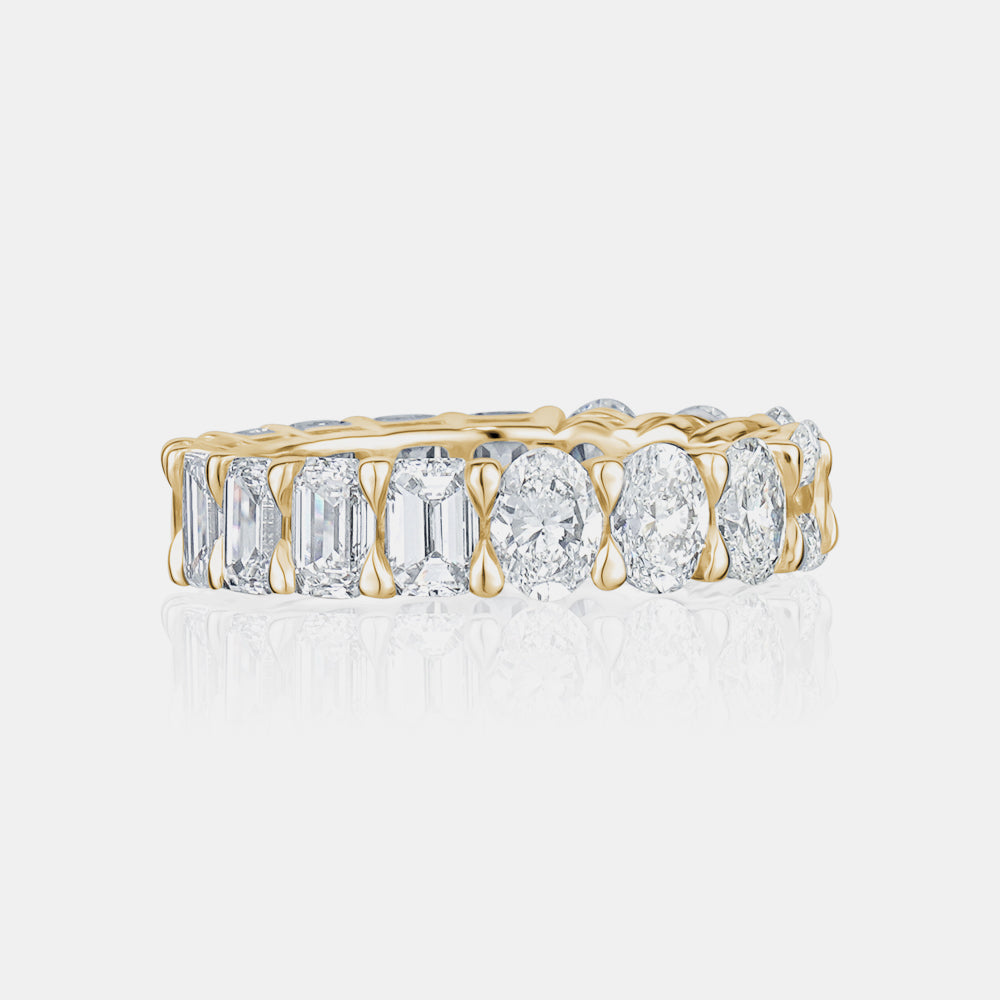 Half Oval Half Emerald Eternity Band