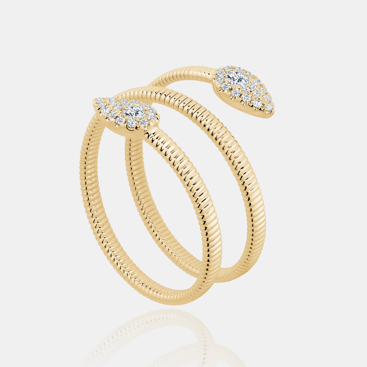 Omega Spiral Pear Diamond Ring