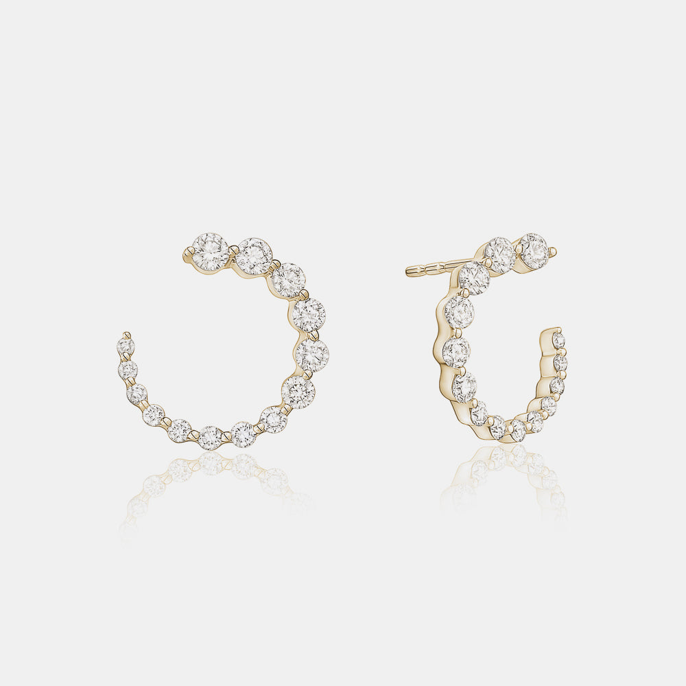 Boucles d'oreilles demi-cercle à diamants gradués