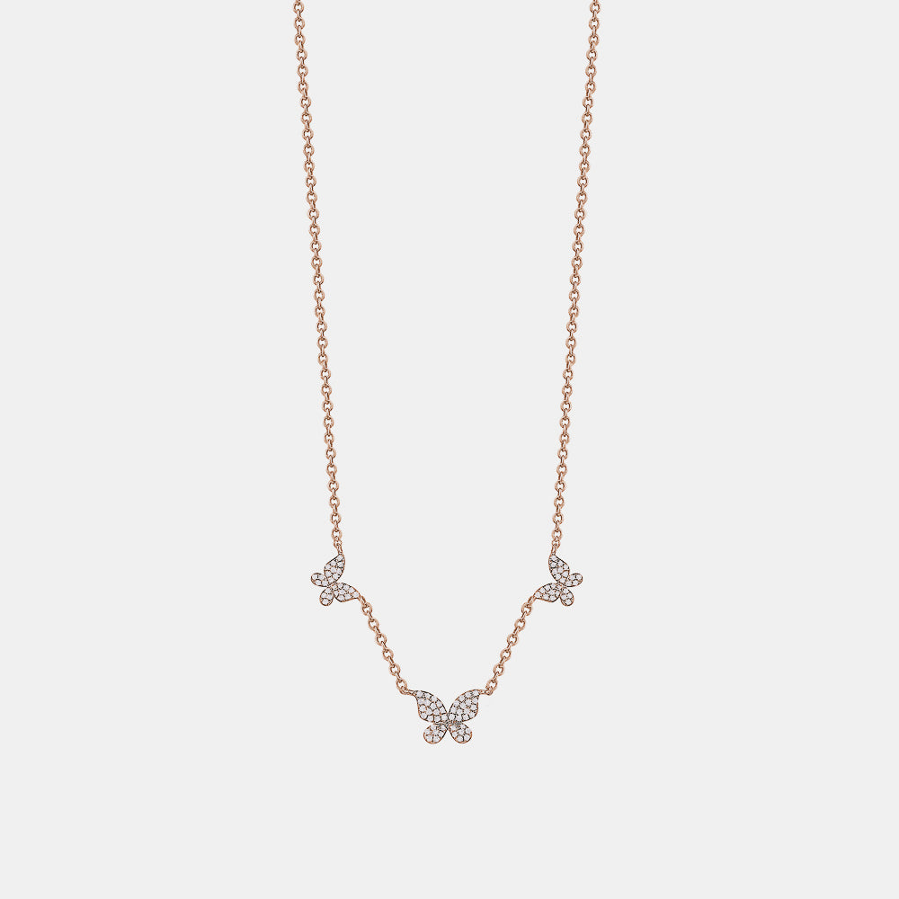 Triple Diamond Butterfly Necklace