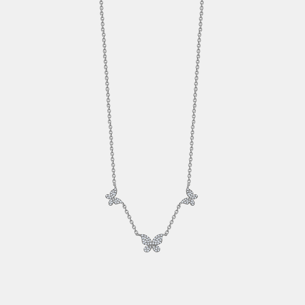 Triple Diamond Butterfly Necklace