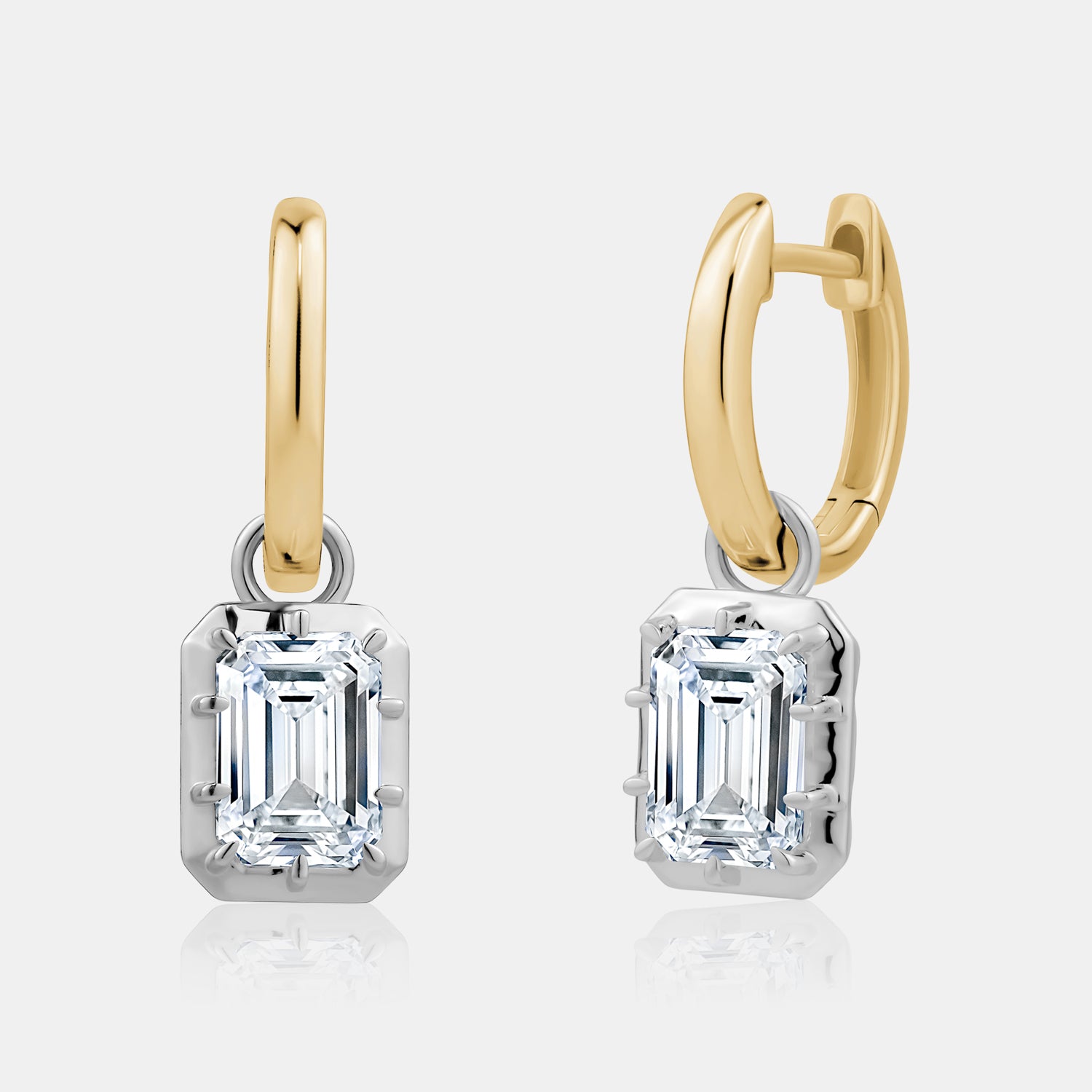 Lab Grown Diamond Emerald Cut Huggies