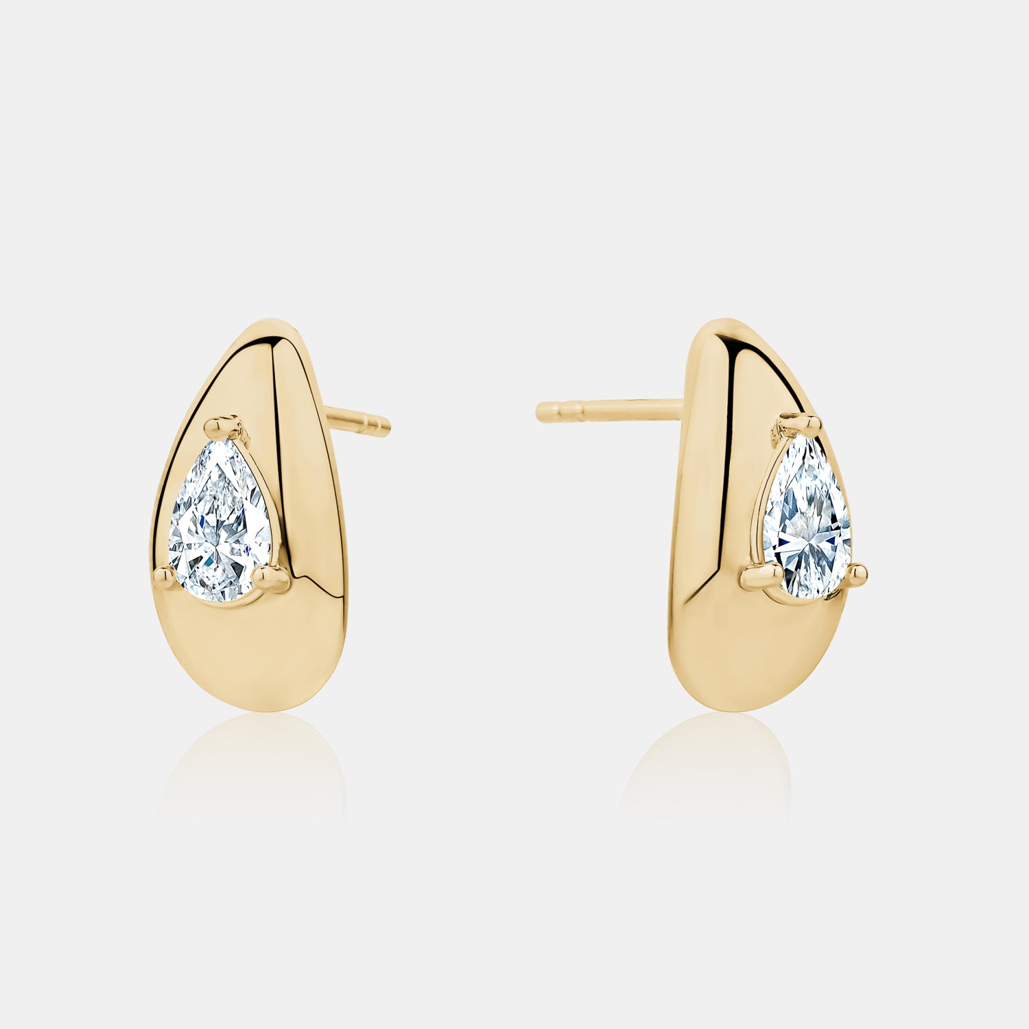 Lab Grown Tear Drop Puffy Earrings