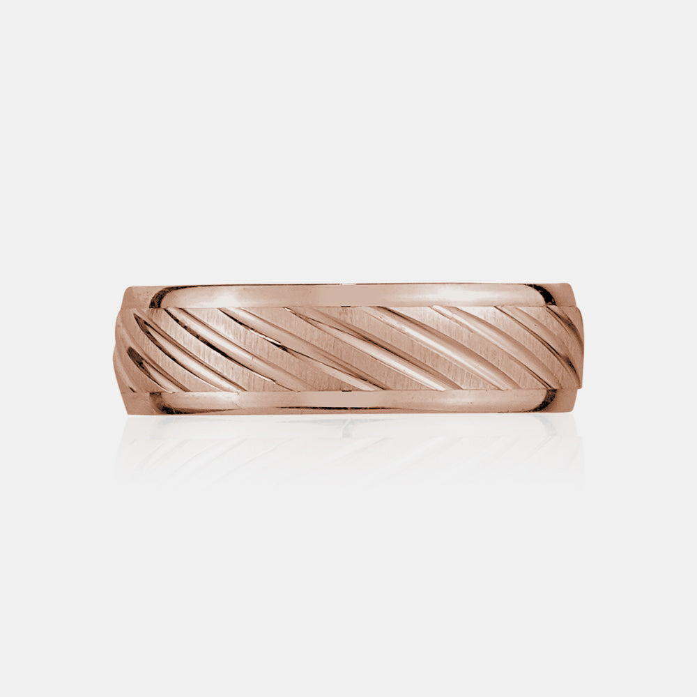 14K Diagonal Lines Wedding Band