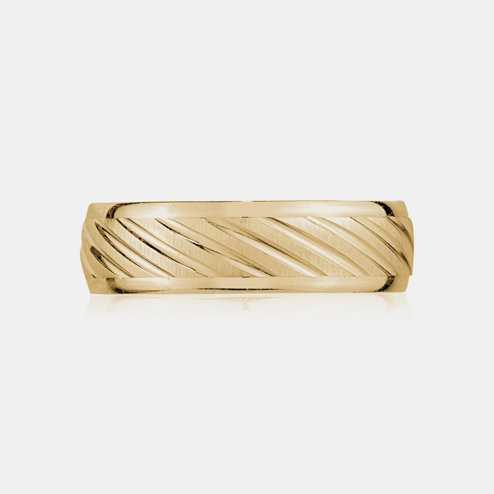 14K Diagonal Lines Wedding Band