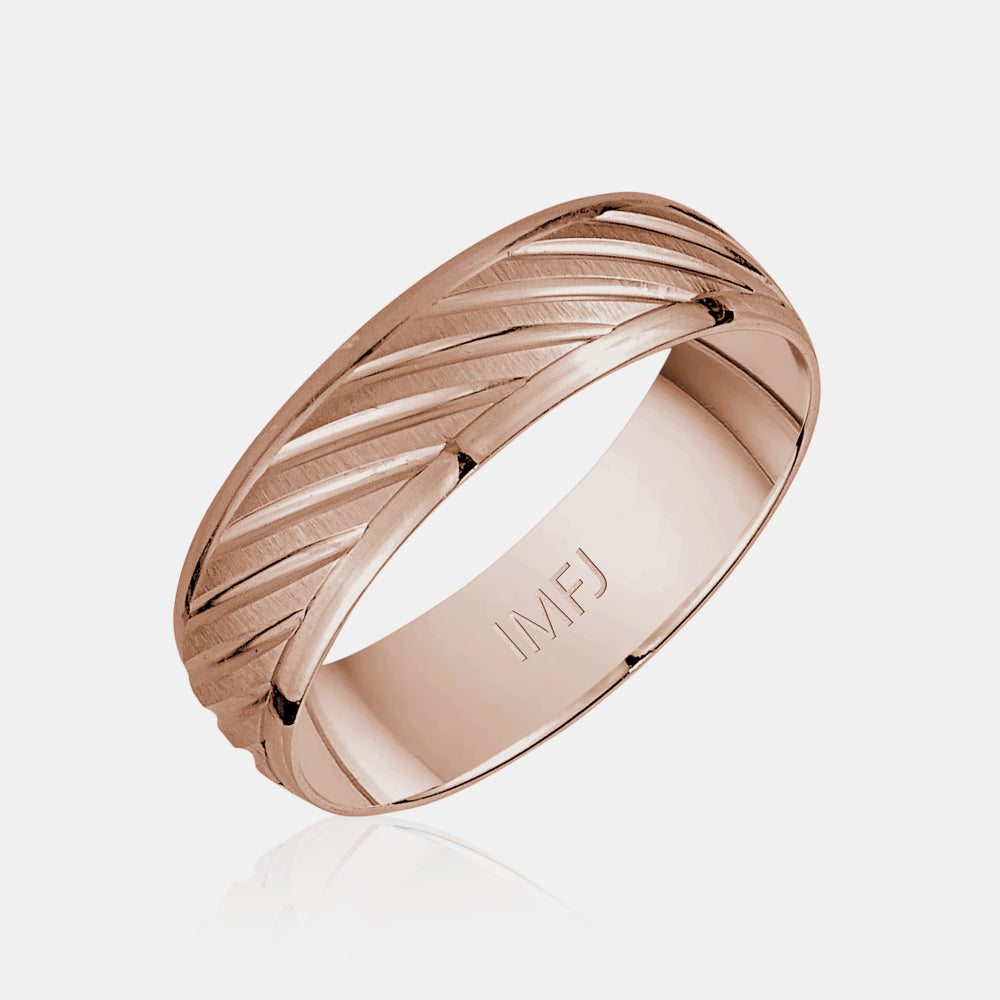 14K Diagonal Lines Wedding Band