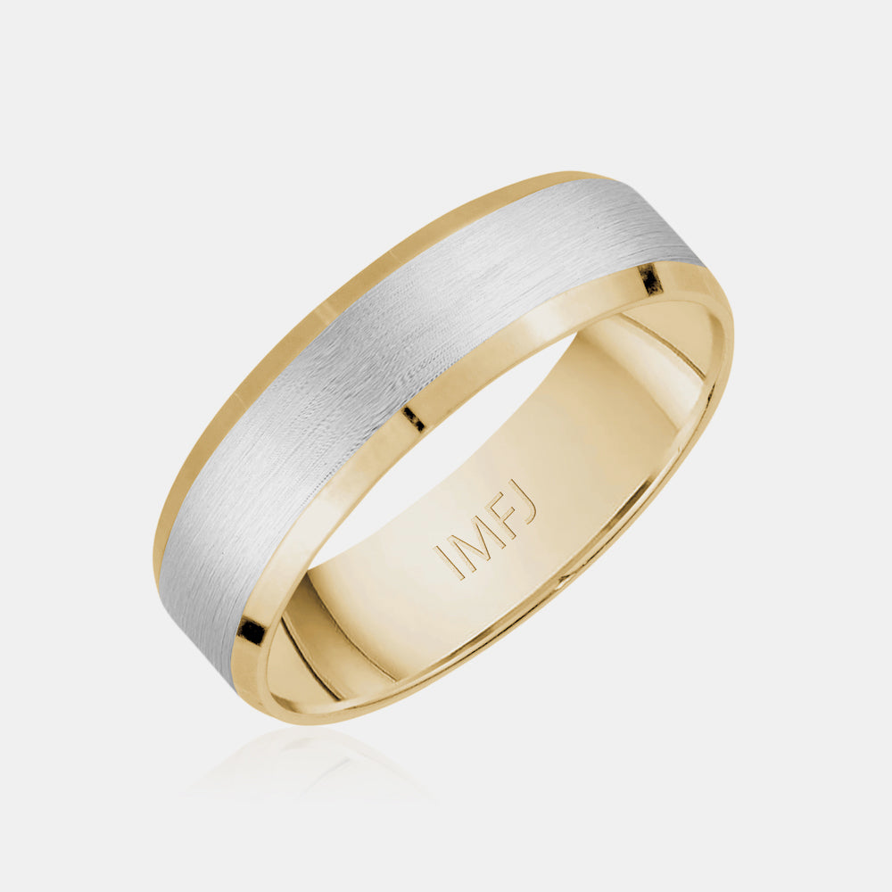 18K Two-Tone Brushed Center Wedding Band
