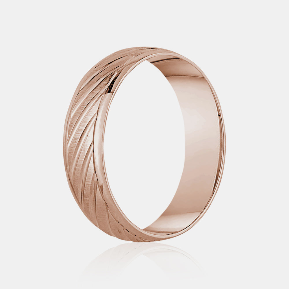 14K Diagonal Lines Wedding Band