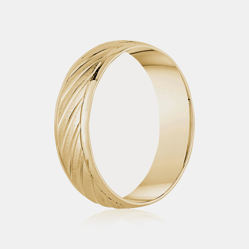 18K Diagonal Lines Wedding Band