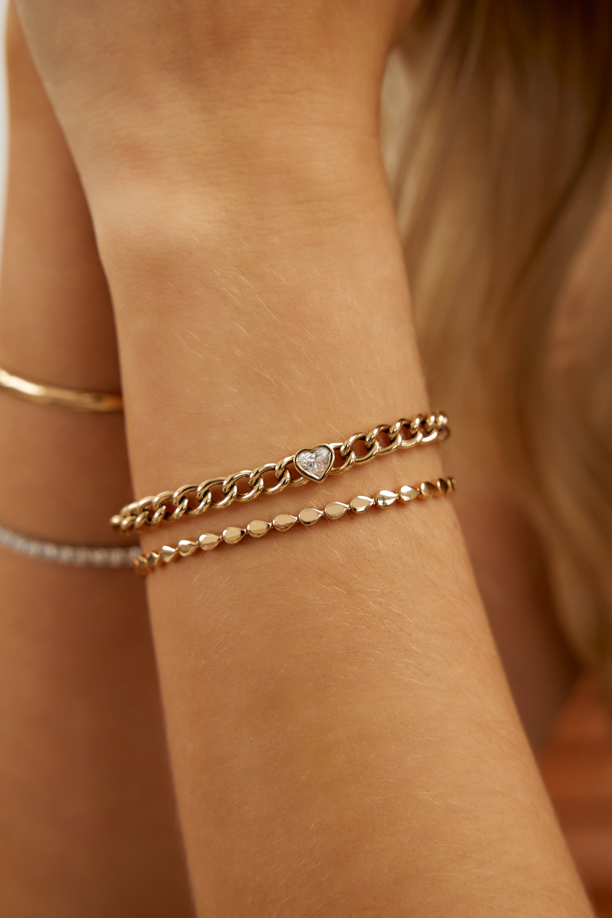Solid Gold Pear Shape Bracelet