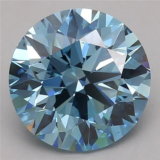 4.11ct Round Lab Grown Diamond (Colour Fancy Vivid Blue, Clarity VVS1, Cut ID, IGI Certified)