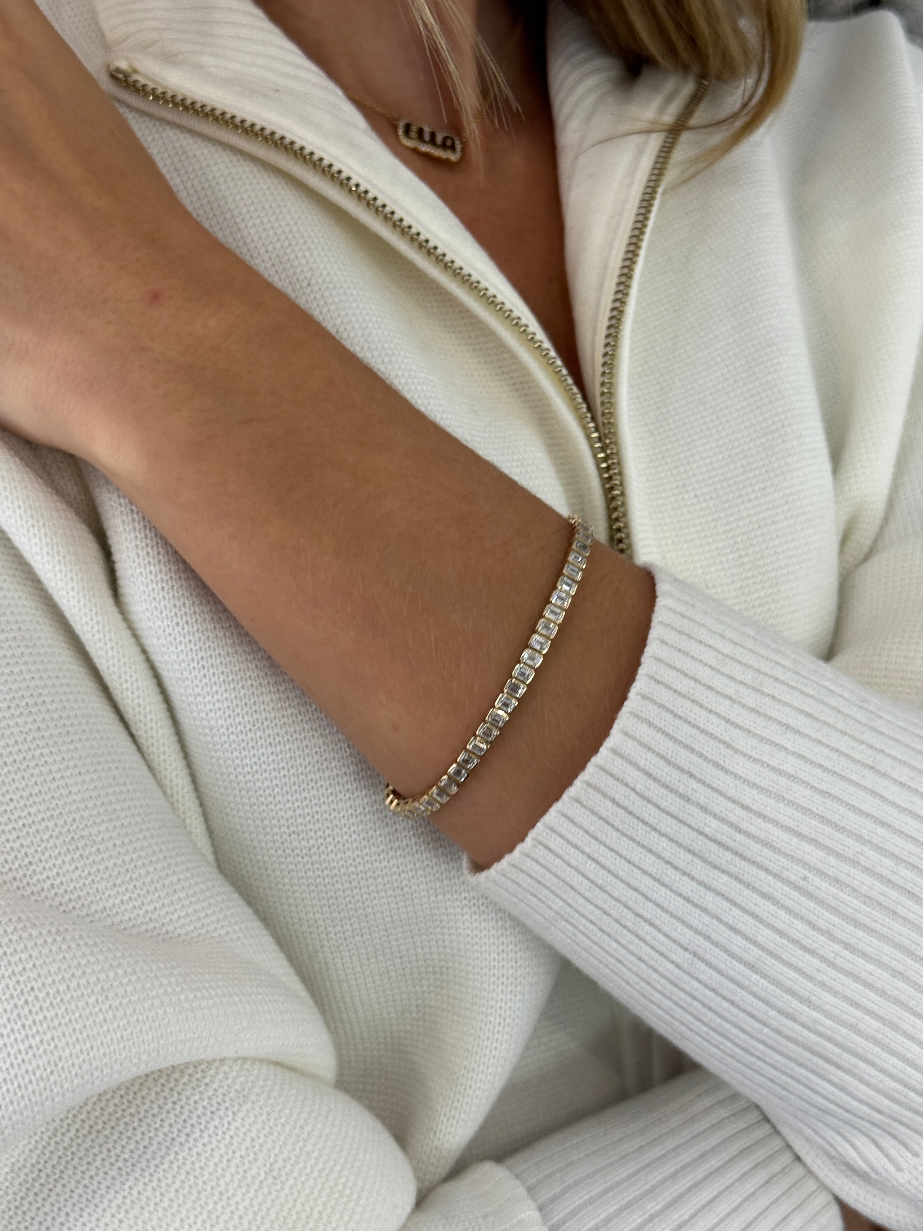 Lab Grown Bezel Emerald Cut Bracelet