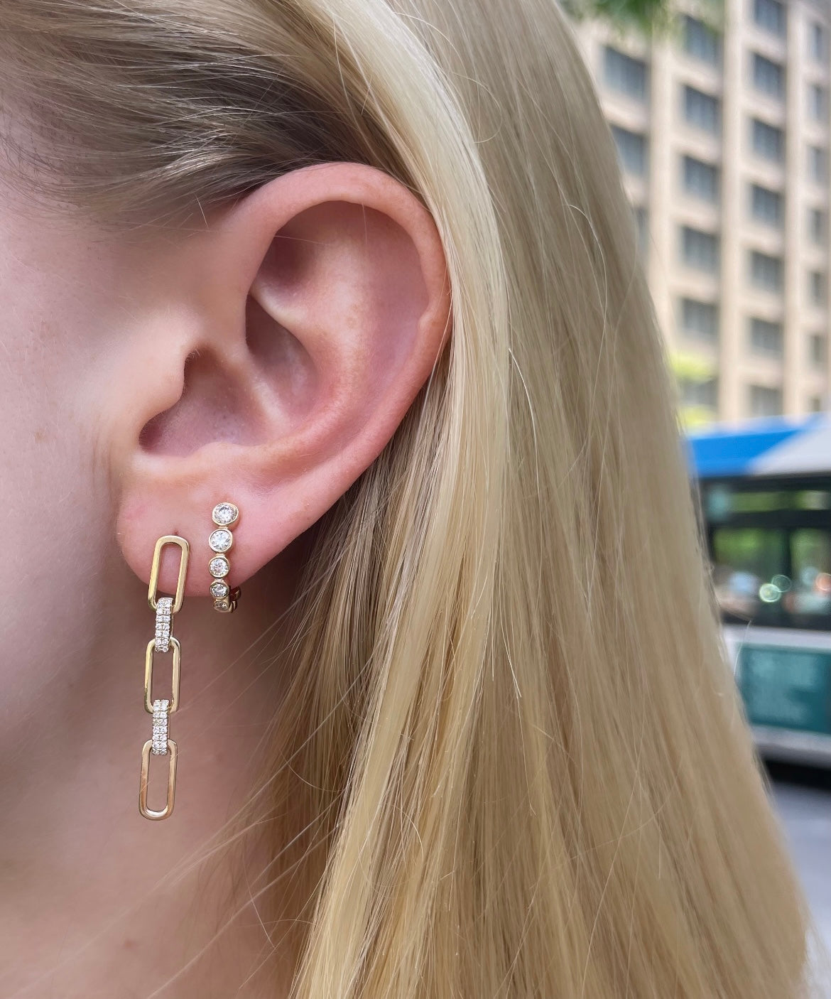 Diamond Paperclip Chain Earrings