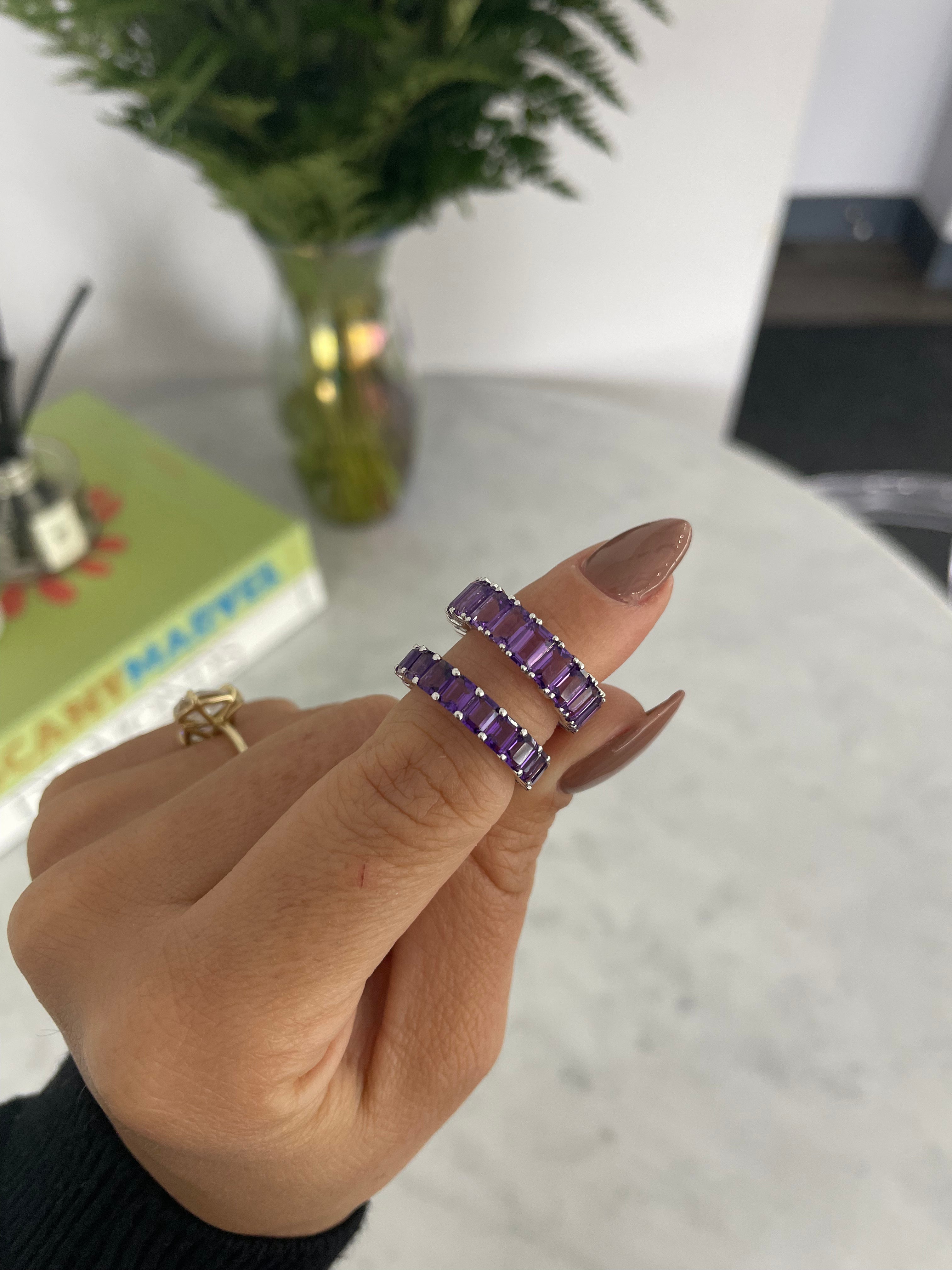 Amethyst Emerald Cut Eternity Ring