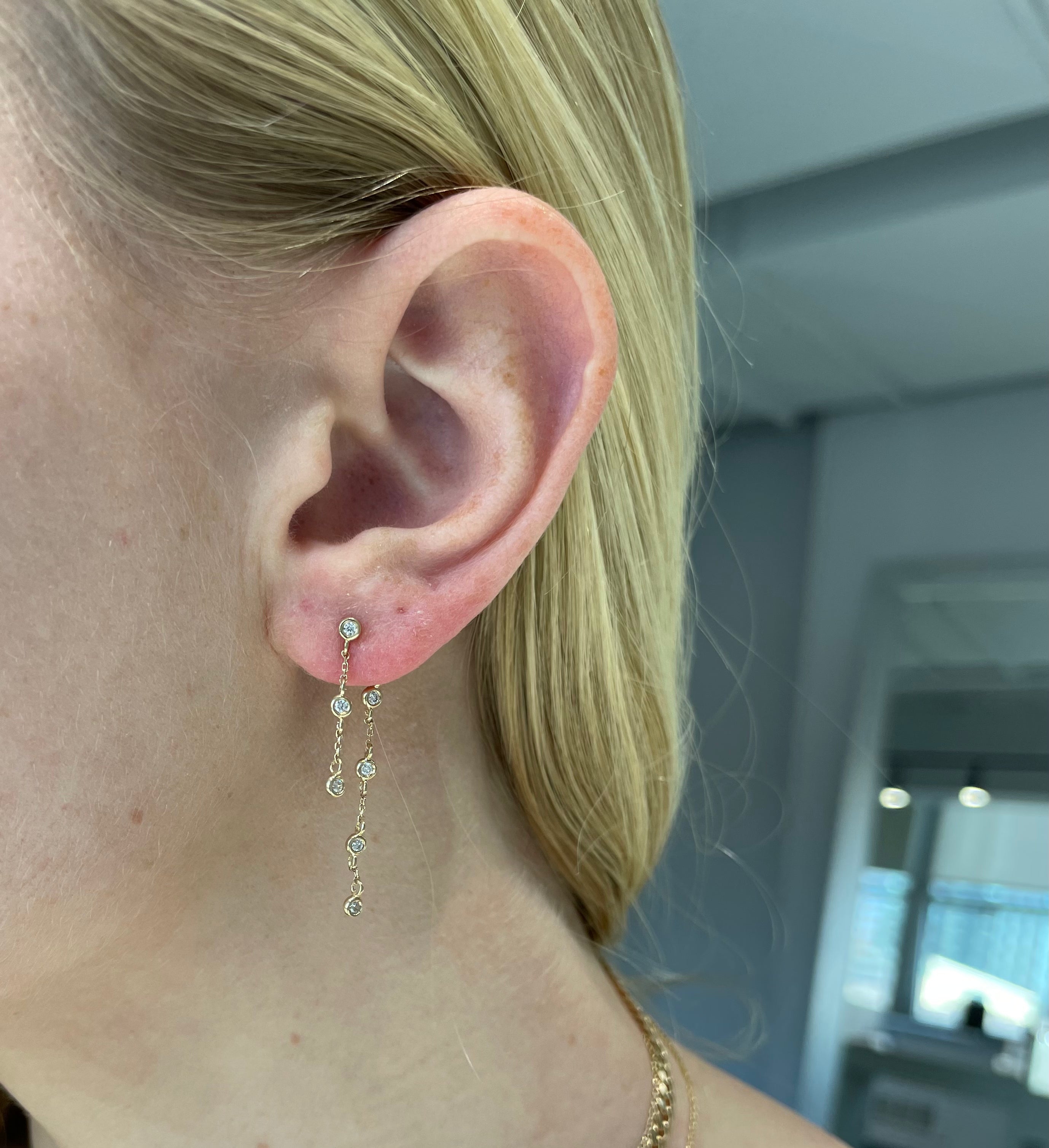 Diamond Bezel Chain Studs