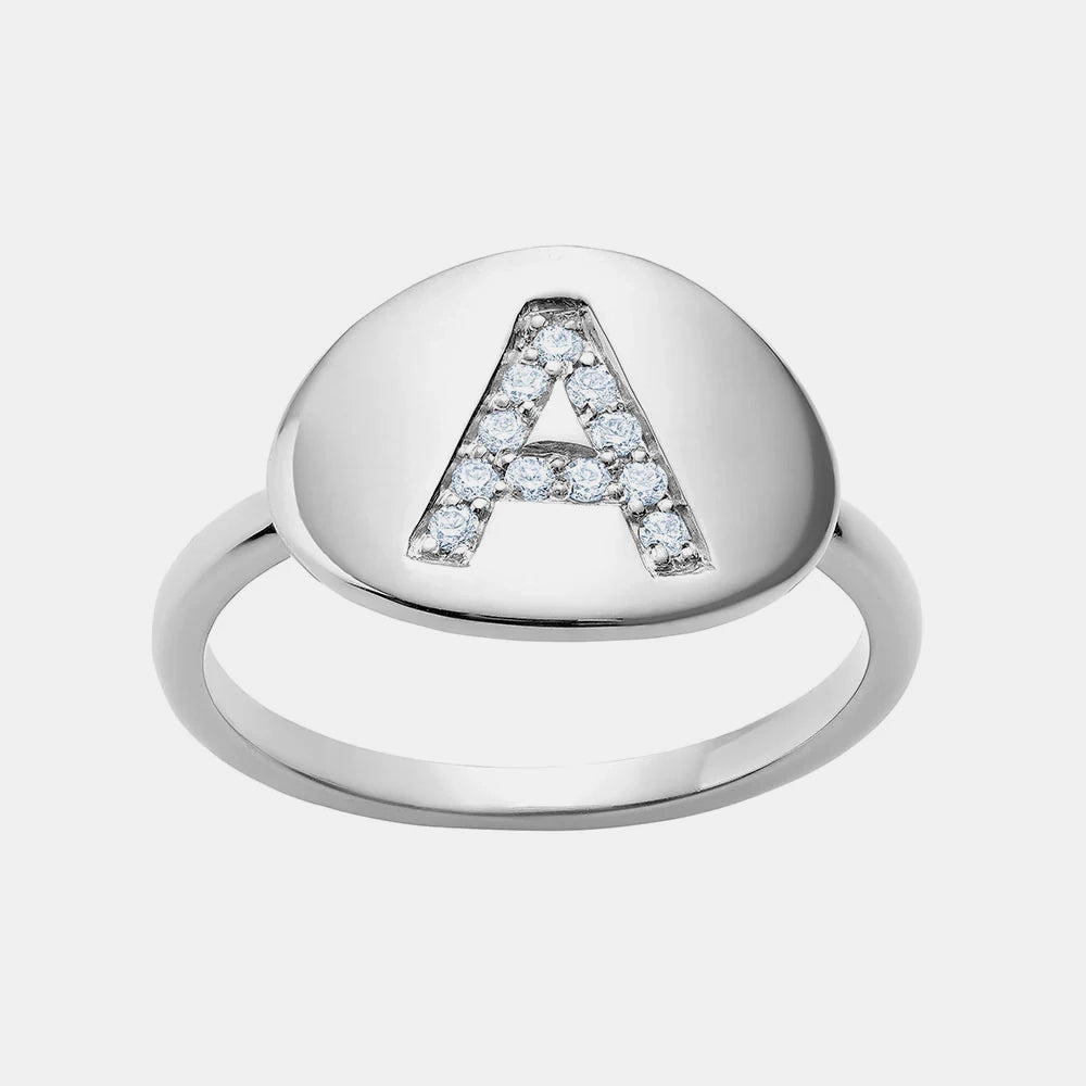 Diamond Initial Signet Ring
