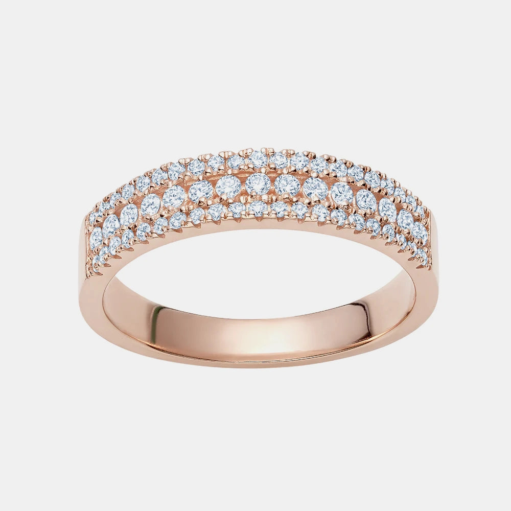 Three Row Semi Pavé Ring