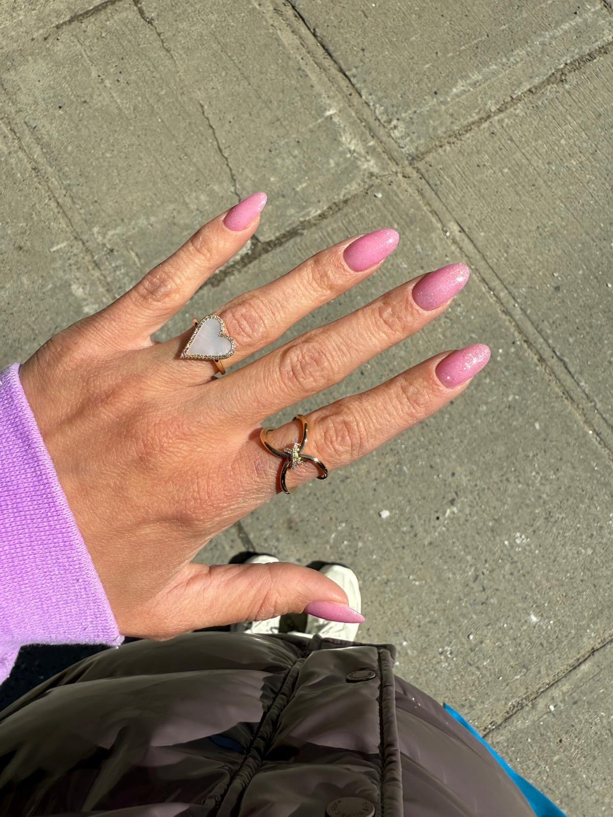 Pink Diamond Border Heart Ring