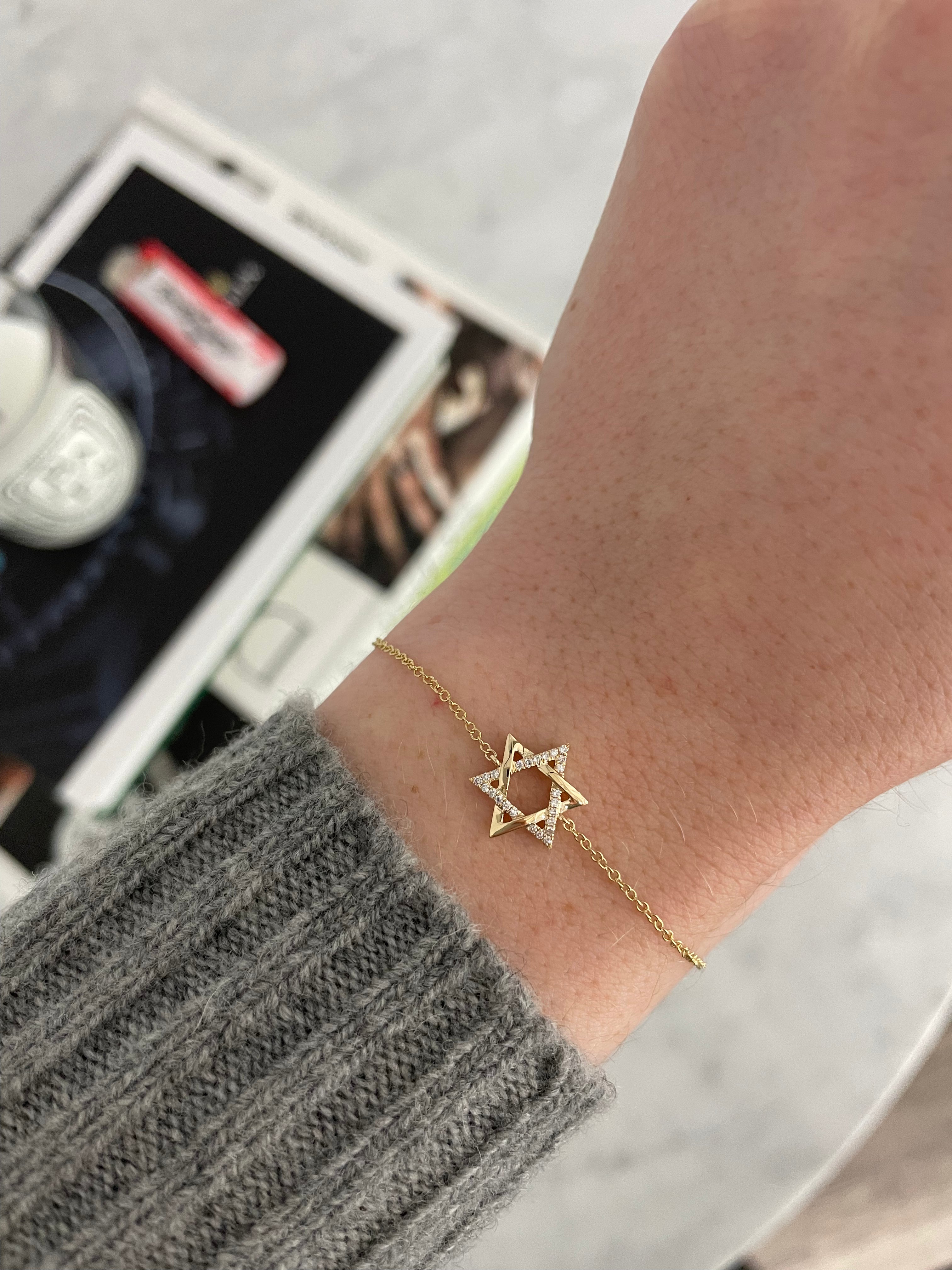 Half Diamond Star of David Bracelet
