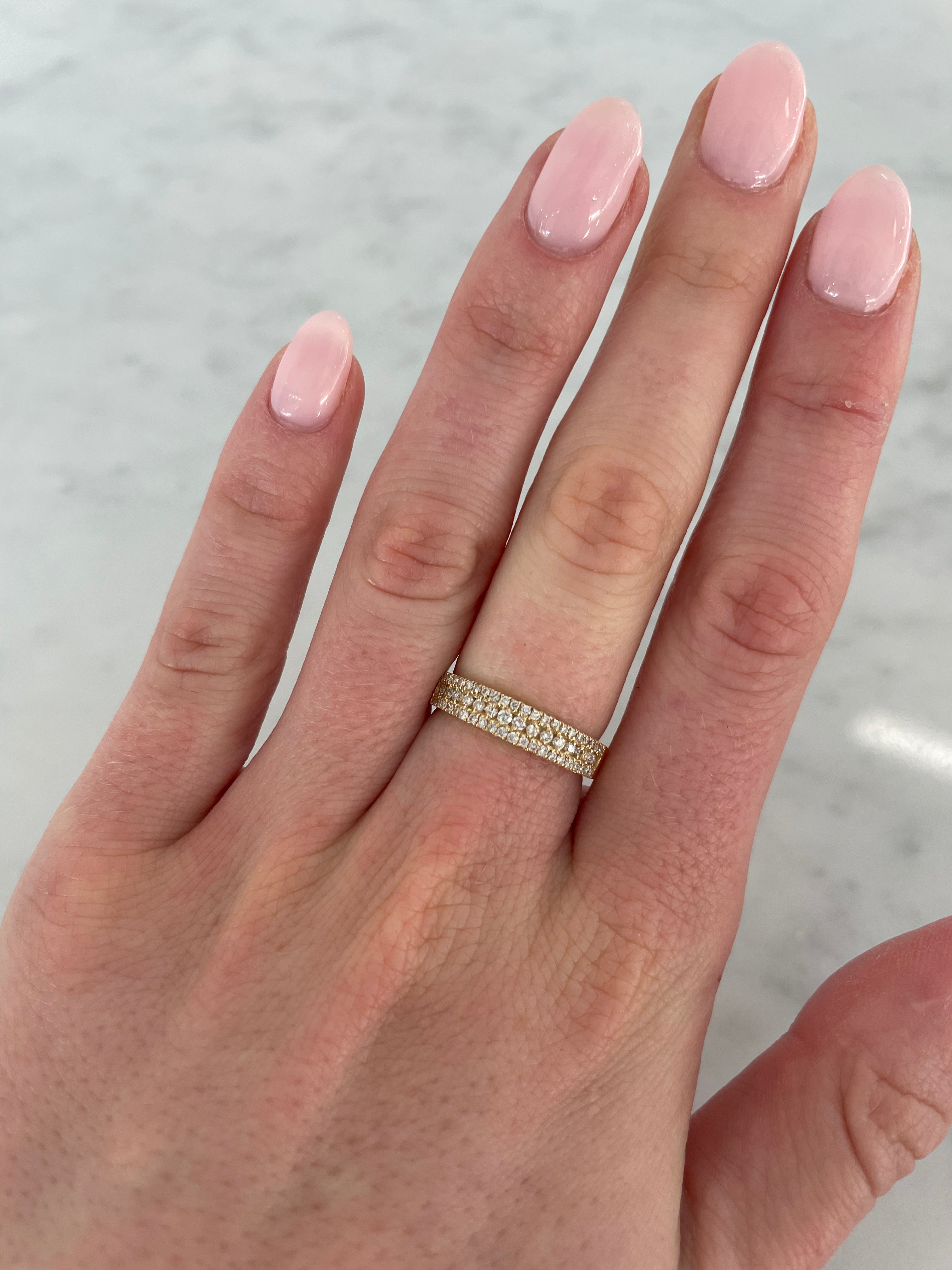Three Row Semi Pavé Ring