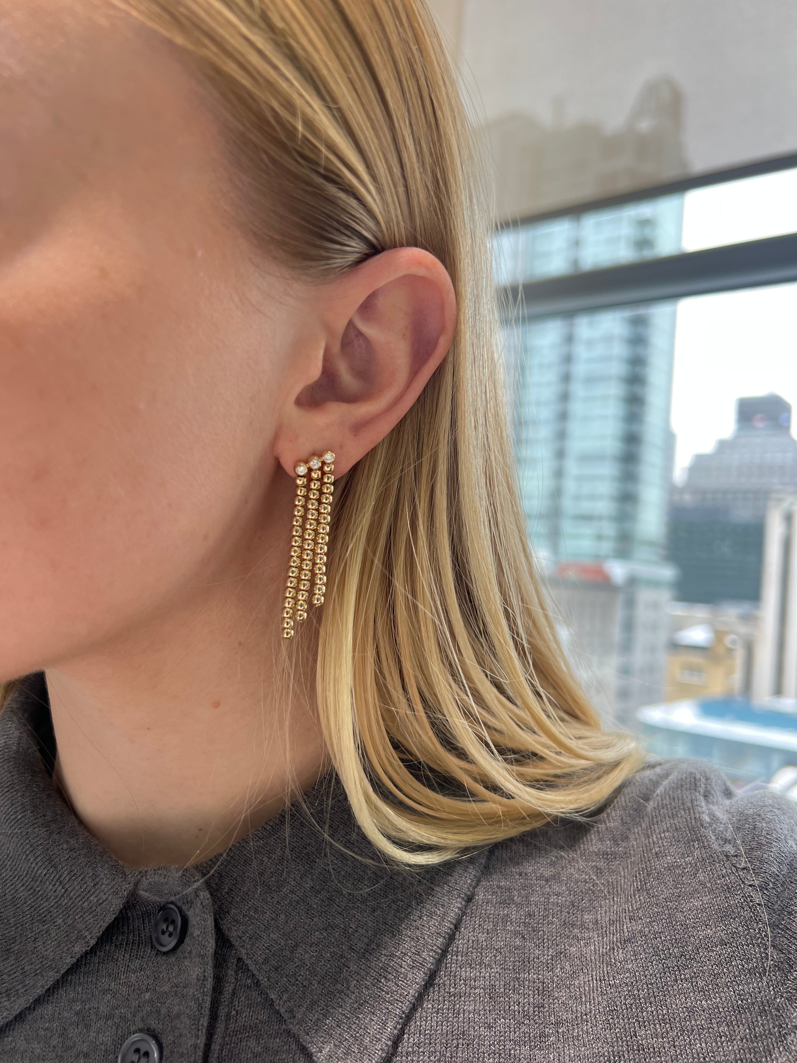 Gold Beaded Drop Earrings