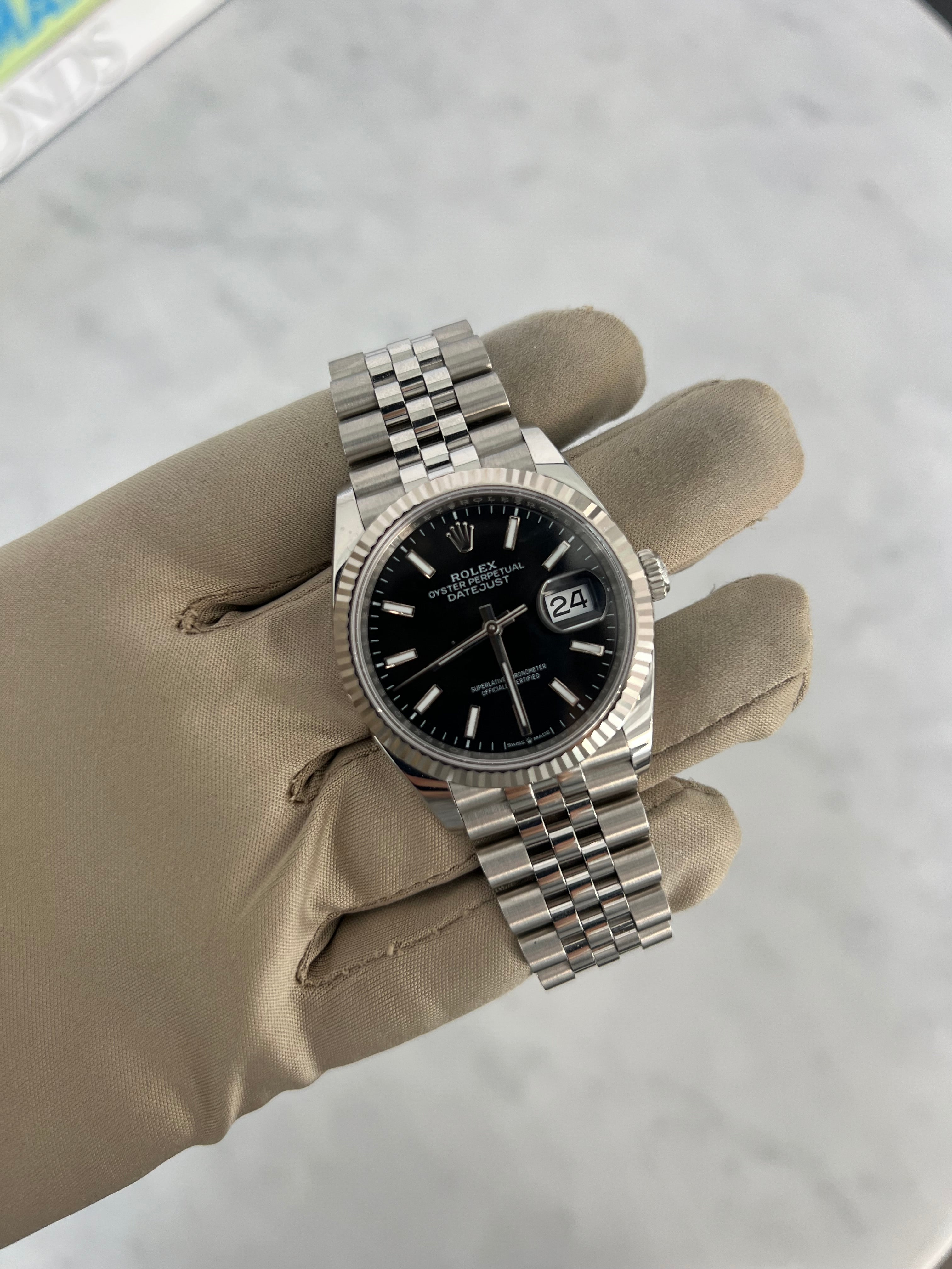 Rolex Datejust Stainless Steel Black Stick Dial Jubilee Bracelet 36mm 126234/2025