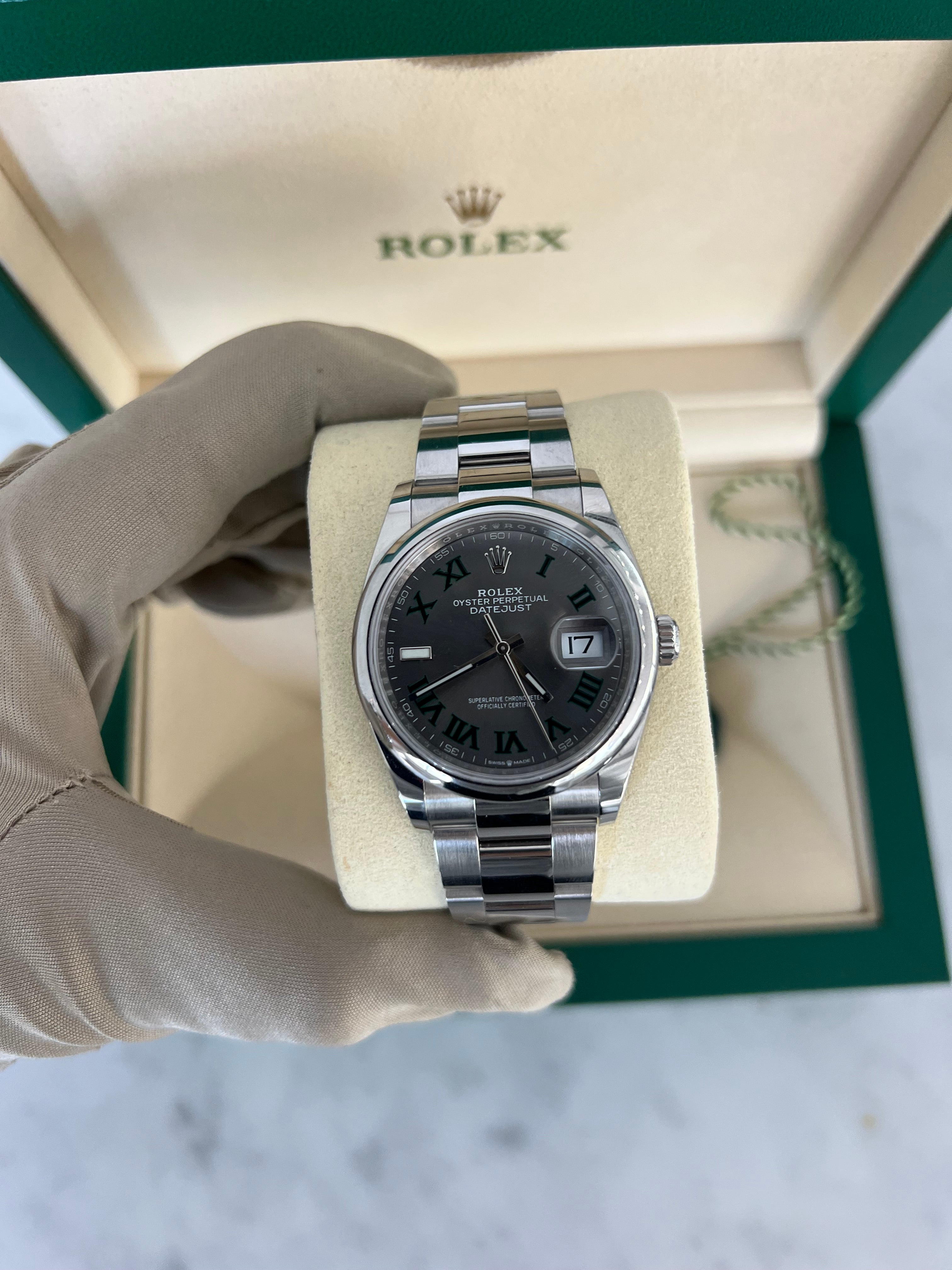 Rolex Datejust Stainless Steel "Wimbledon" Oyster Smooth Bezel 36mm 126200/2022
