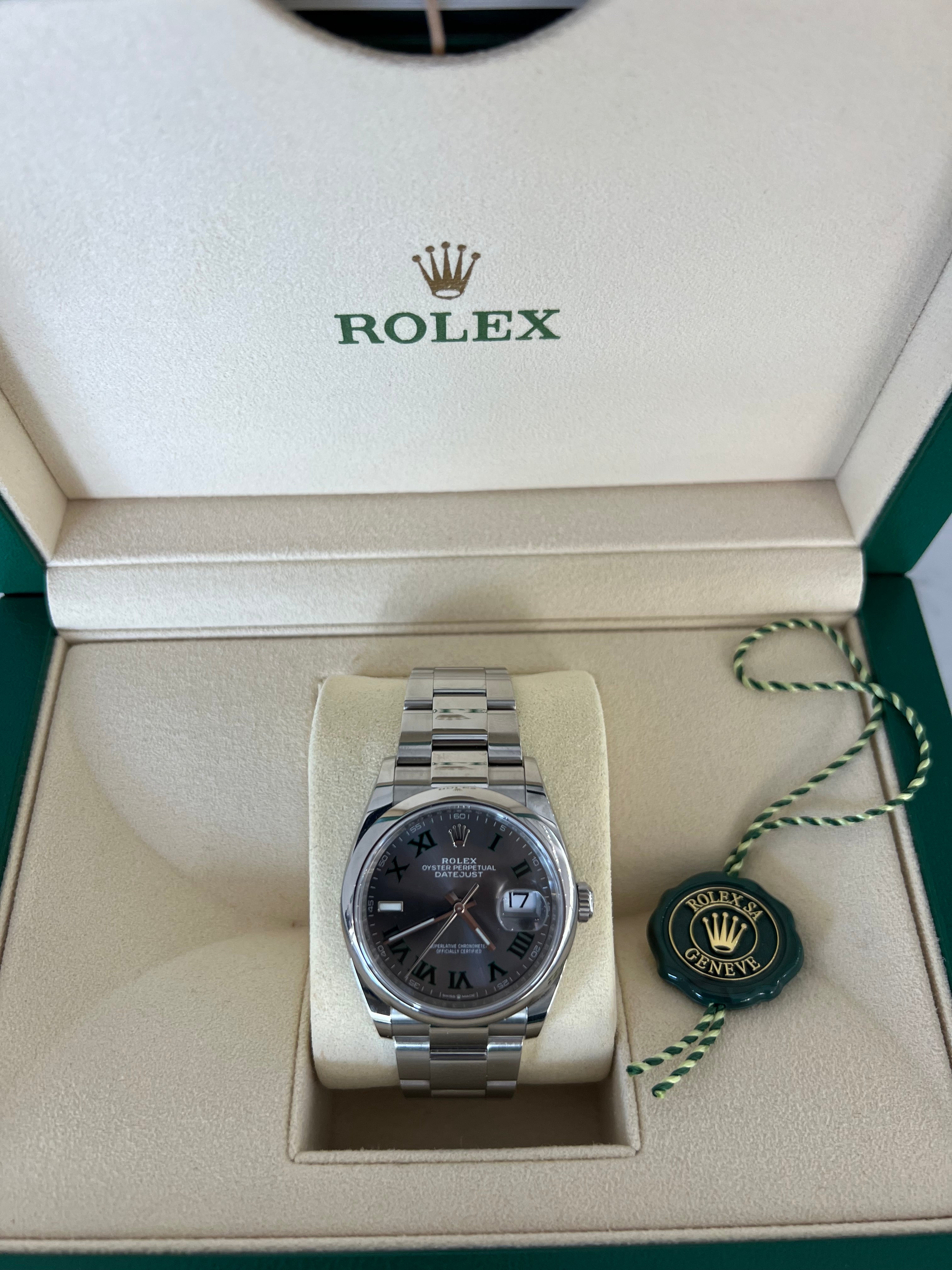 Rolex Datejust Stainless Steel "Wimbledon" Oyster Smooth Bezel 36mm 126200/2022