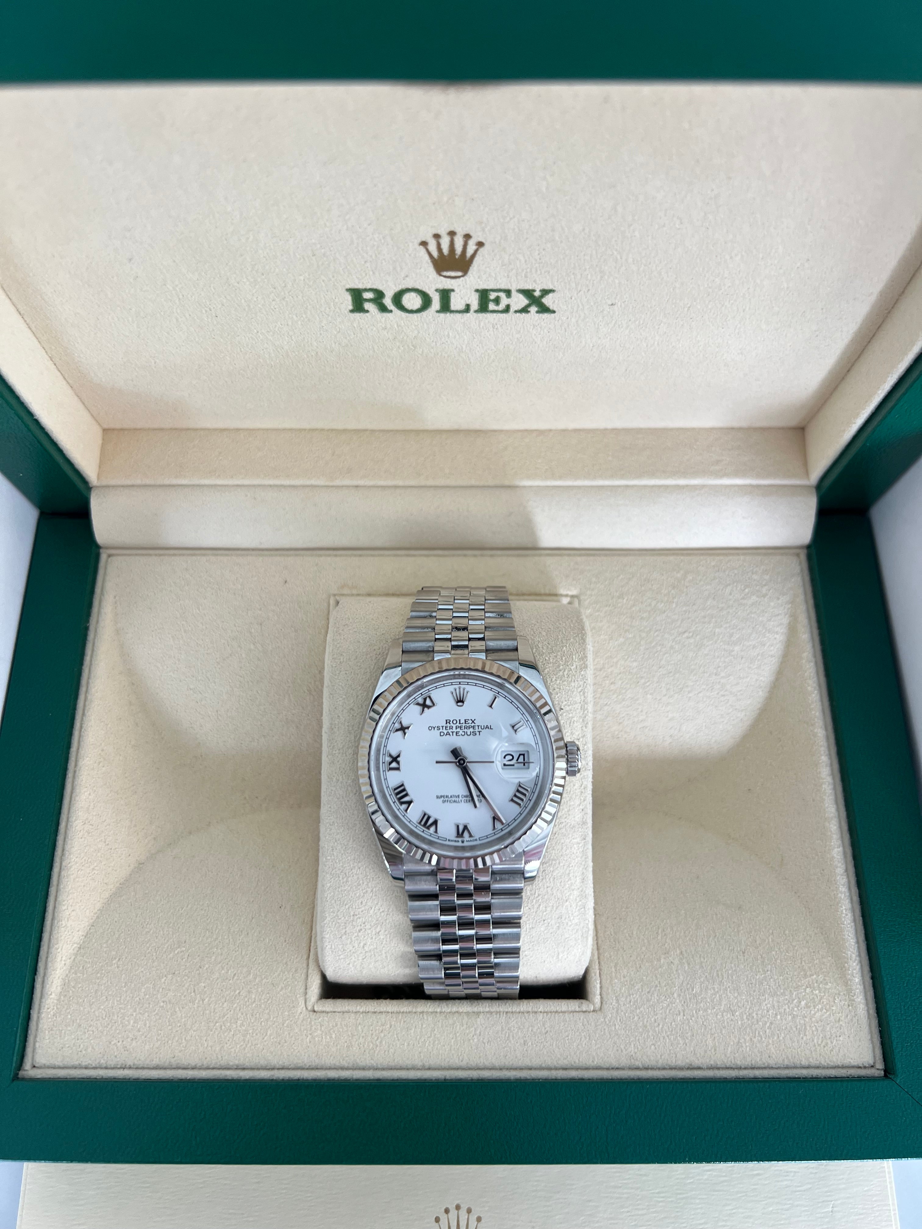 Rolex Datejust Stainless White Roman Dial Jubilee Bracelet 36mm 126234/2020