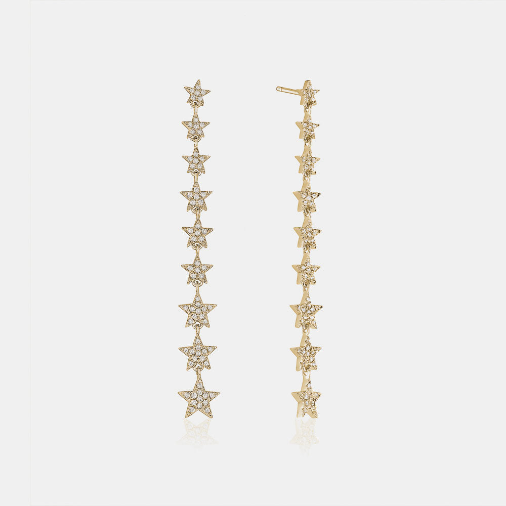 Graduated Diamond Starry Earrings