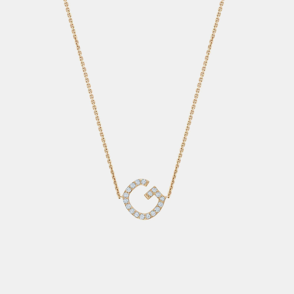 Slanted Diamond Initial Necklace