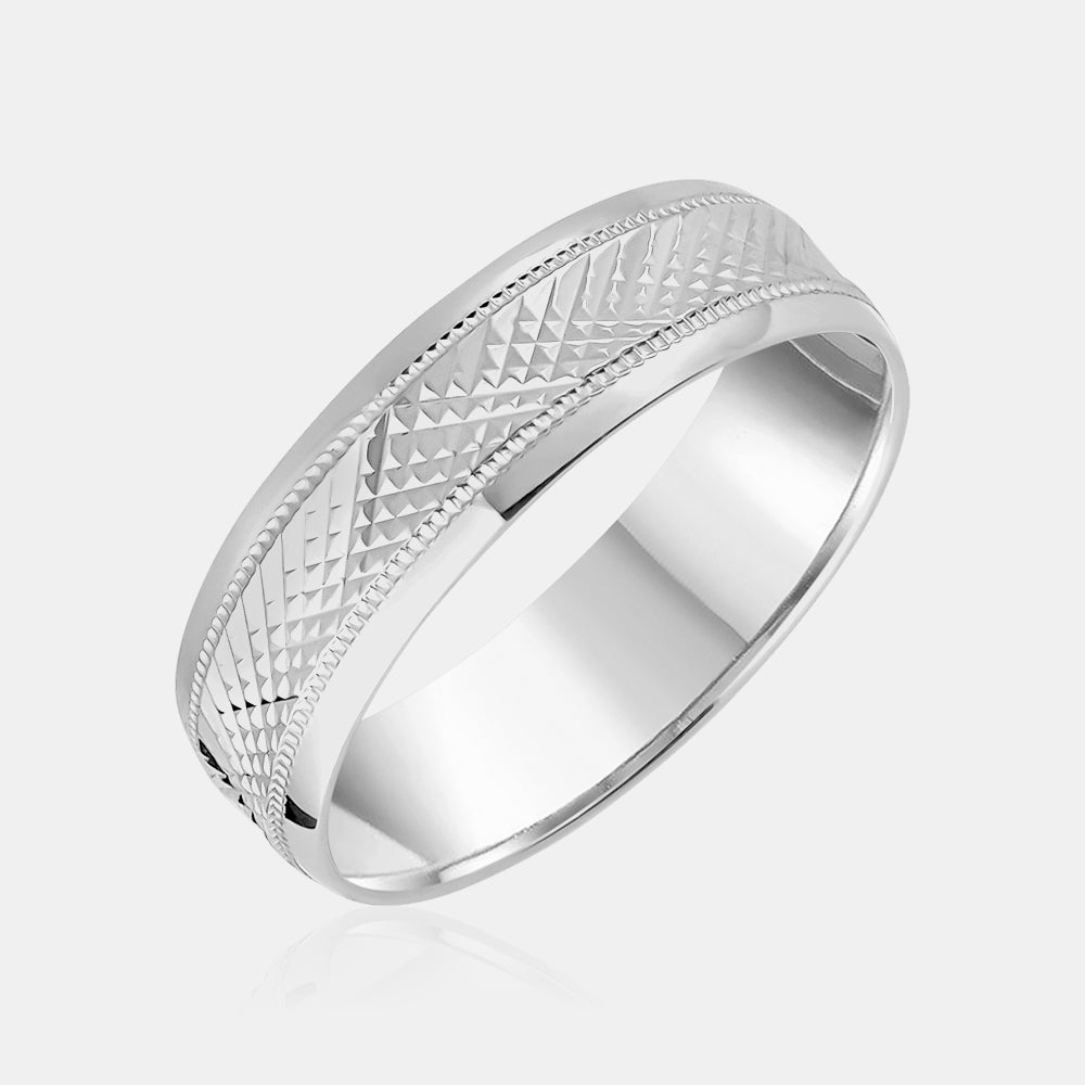 14K Diamond Cut Milgrain Edge Wedding Band