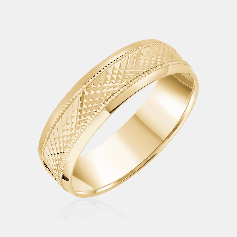 14K Diamond Cut Milgrain Edge Wedding Band
