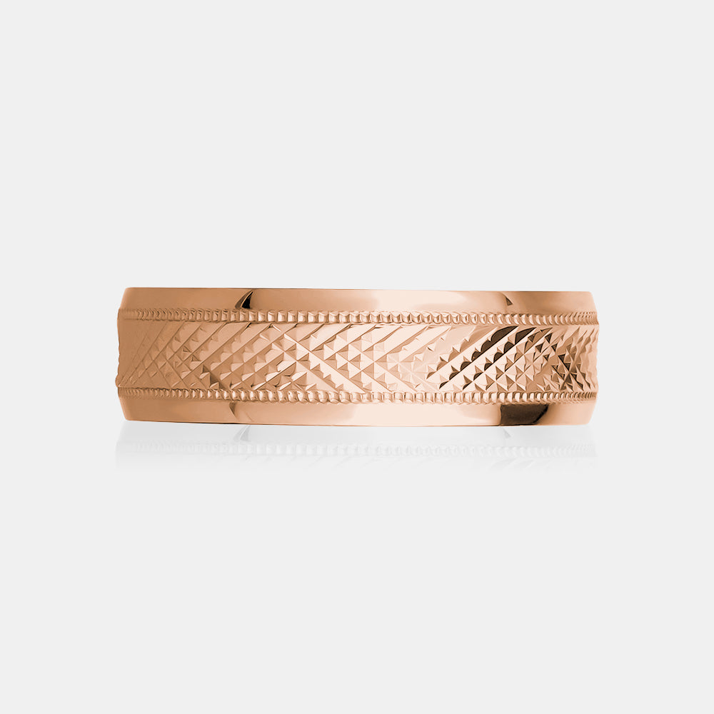 14K Diamond Cut Milgrain Edge Wedding Band