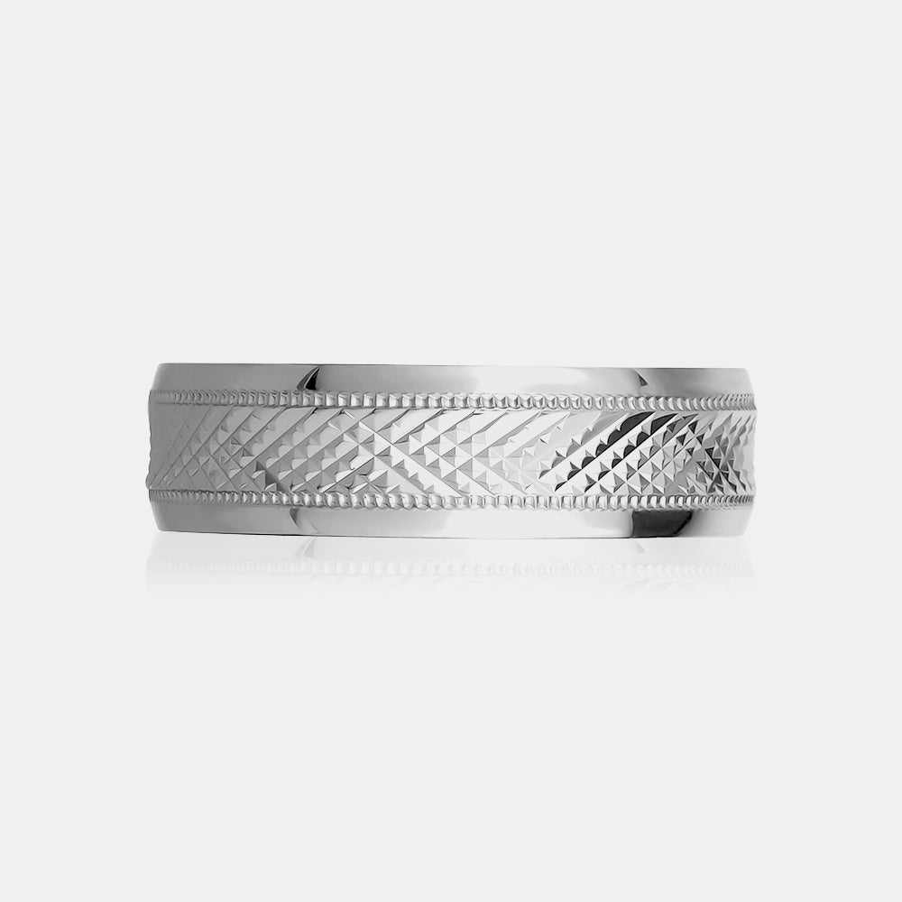 14K Diamond Cut Milgrain Edge Wedding Band