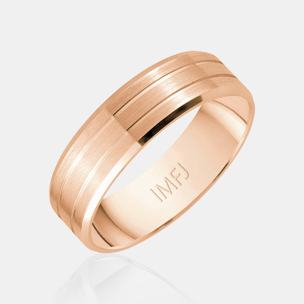 18K Matte Finish Double Line Wedding Band