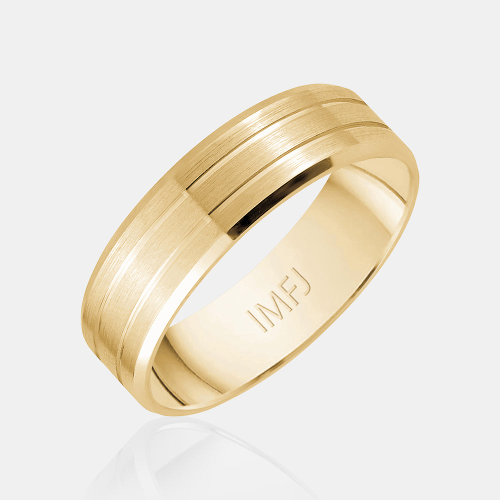 18K Matte Finish Double Line Wedding Band