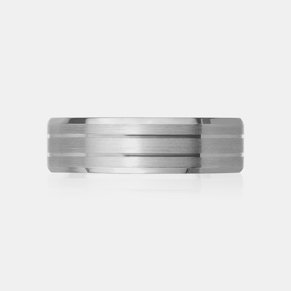 18K Matte Finish Double Line Wedding Band