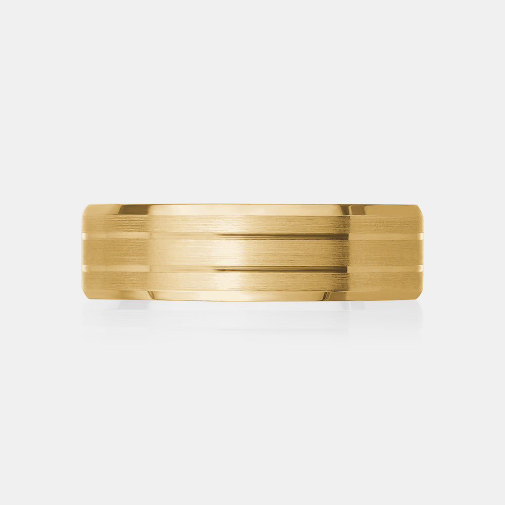 18K Matte Finish Double Line Wedding Band