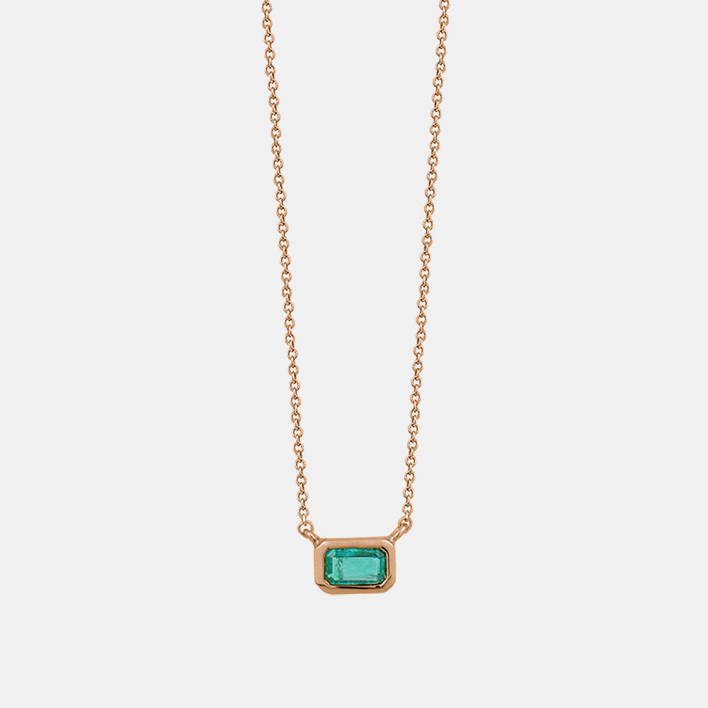 Green Emerald Baguette Necklace