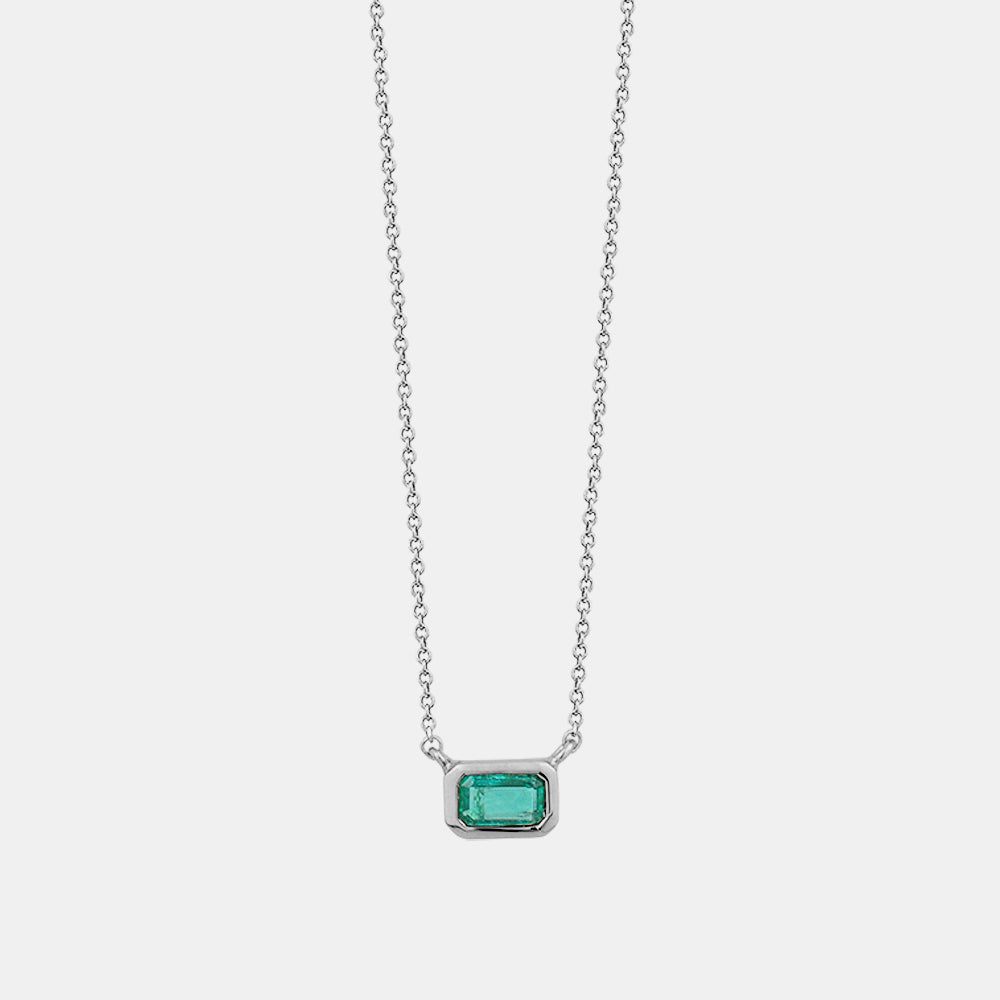 Green Emerald Baguette Necklace