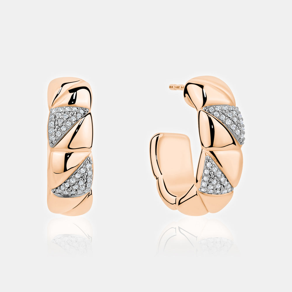 Half Gold Half Pavé Hoops