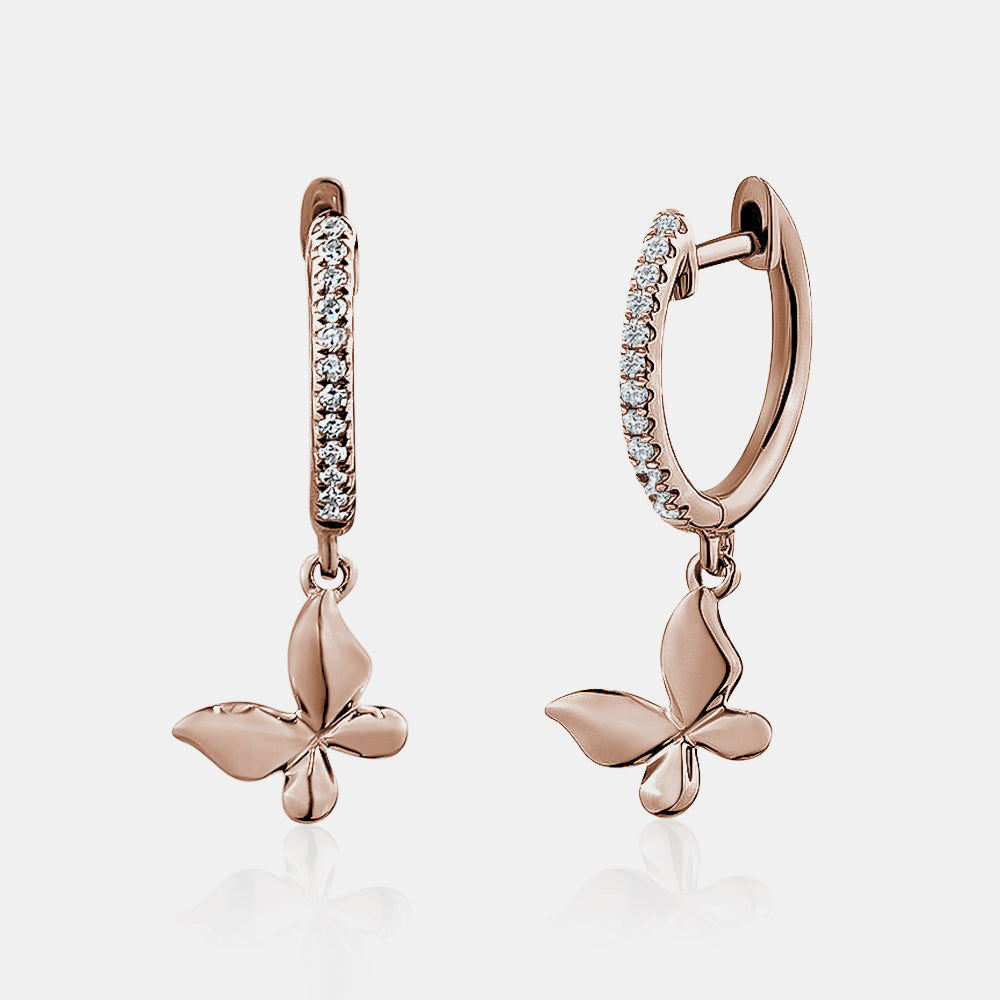 Dangling Diamond Butterfly Huggies