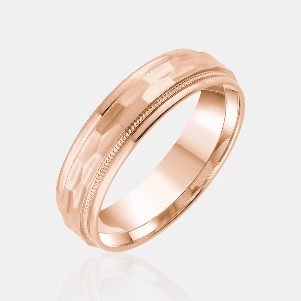 10K Hexagonal Milgrain Edge Wedding Band