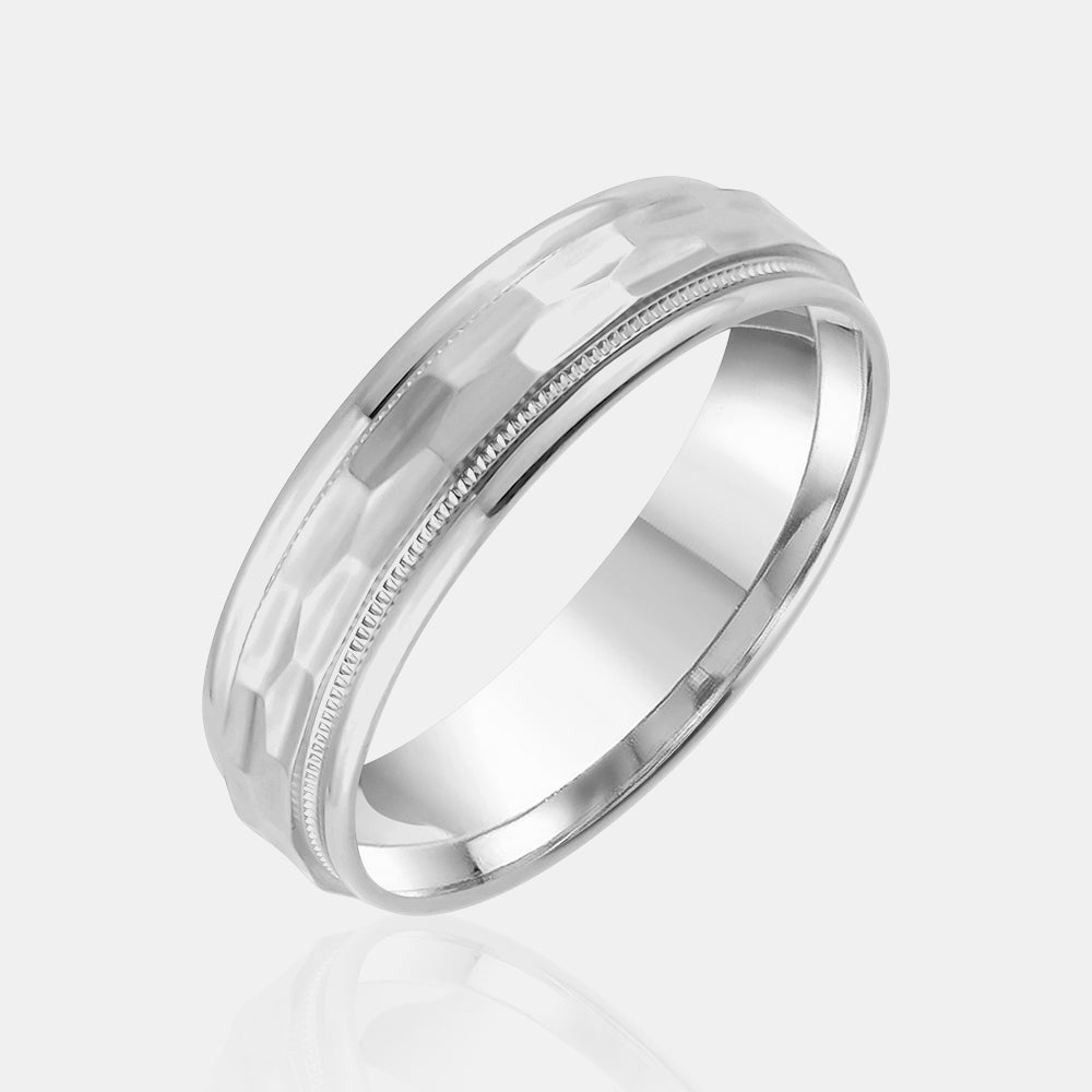10K Hexagonal Milgrain Edge Wedding Band