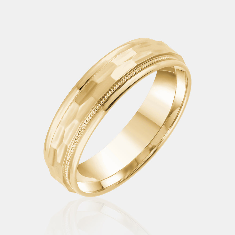 10K Hexagonal Milgrain Edge Wedding Band