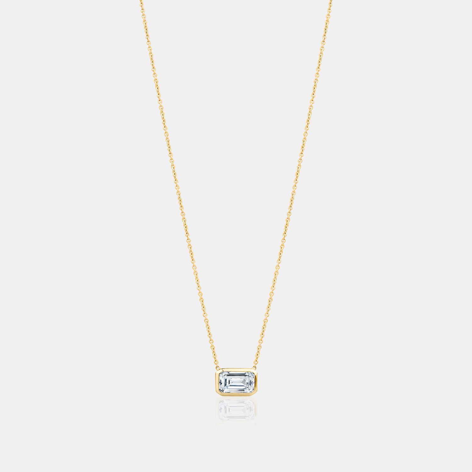 Lab Grown Diamond Bezel Emerald Necklace