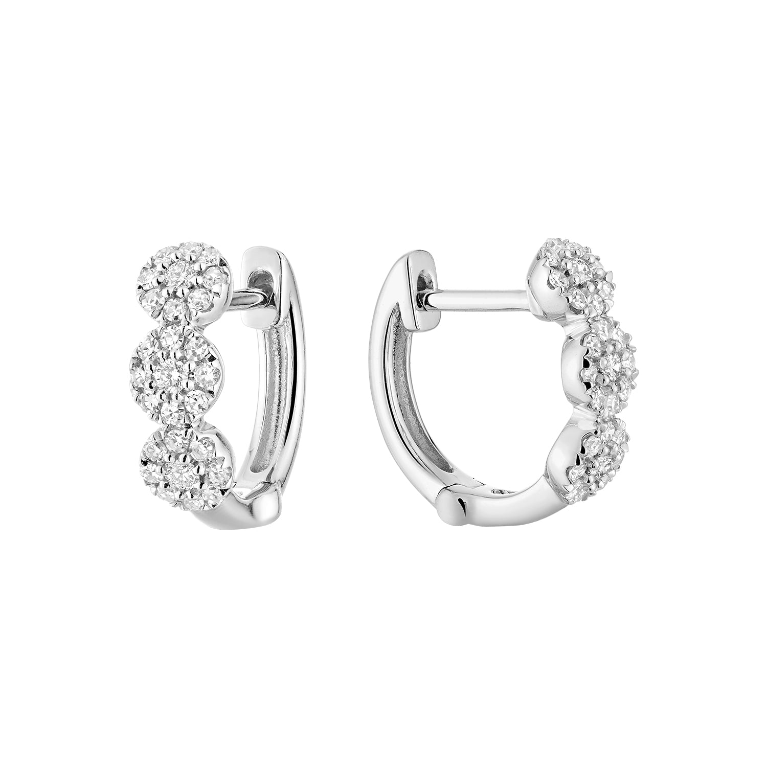 Triple Diamond Halo Huggies