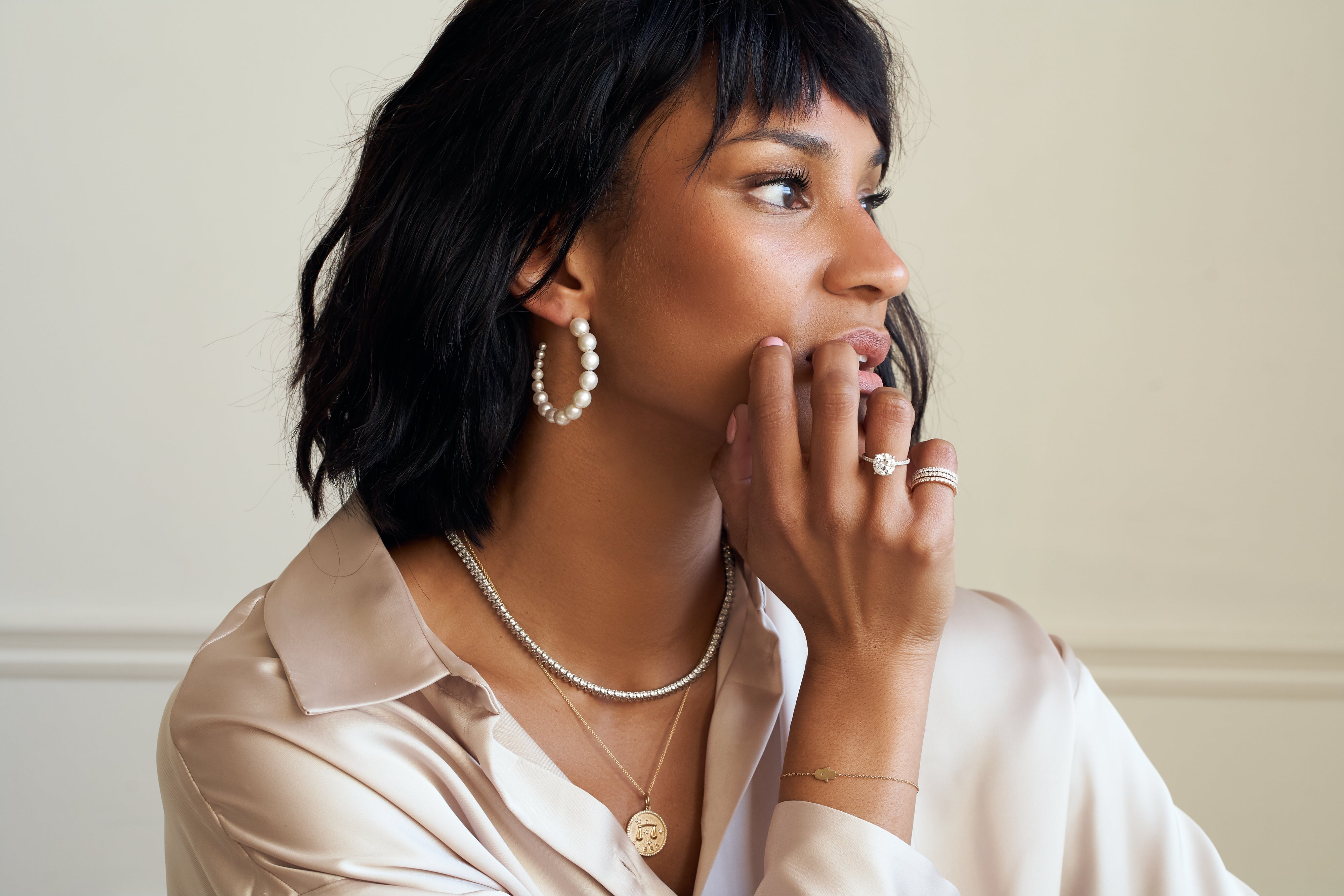 Boucles d'orreile anneaux en perles graduées